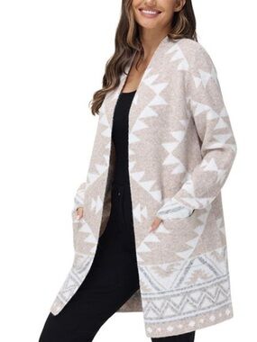 Frye The Cozy Aztec Print Oversized Open Front Cardigan Sweater Size Small